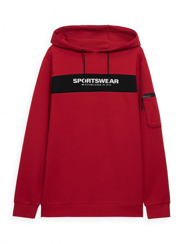4F 4F Sportska sweater majica  tamno crvena / crna / bijela