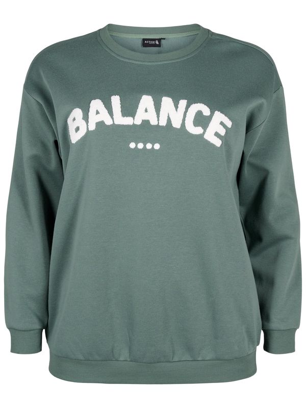 Active by Zizzi Active by Zizzi Sweater majica 'Cannie'  tamno zelena / bijela