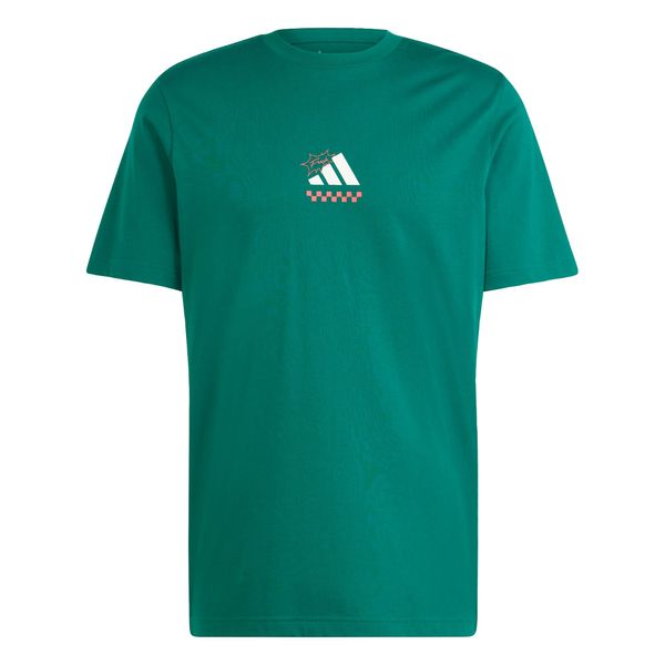 ADIDAS SPORTSWEAR ADIDAS SPORTSWEAR Tehnička sportska majica 'Lounge Pizza Graphic'  smaragdno zelena / crvena / bijela