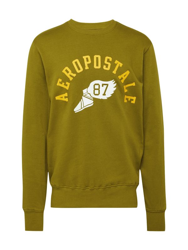 AÉROPOSTALE AÉROPOSTALE Sweater majica 'TRACK 87'  žuta / maslinasta / bijela