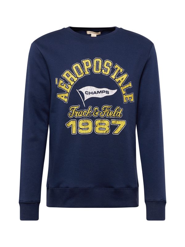 AÉROPOSTALE AÉROPOSTALE Sweater majica 'TRACK & FIELD'  mornarsko plava / limun žuta / bijela