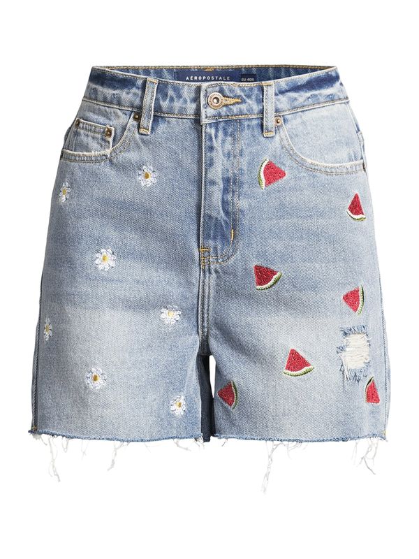 AÉROPOSTALE AÉROPOSTALE Traperice 'DENIM SHORTY'  plavi traper / zelena / crvena / bijela