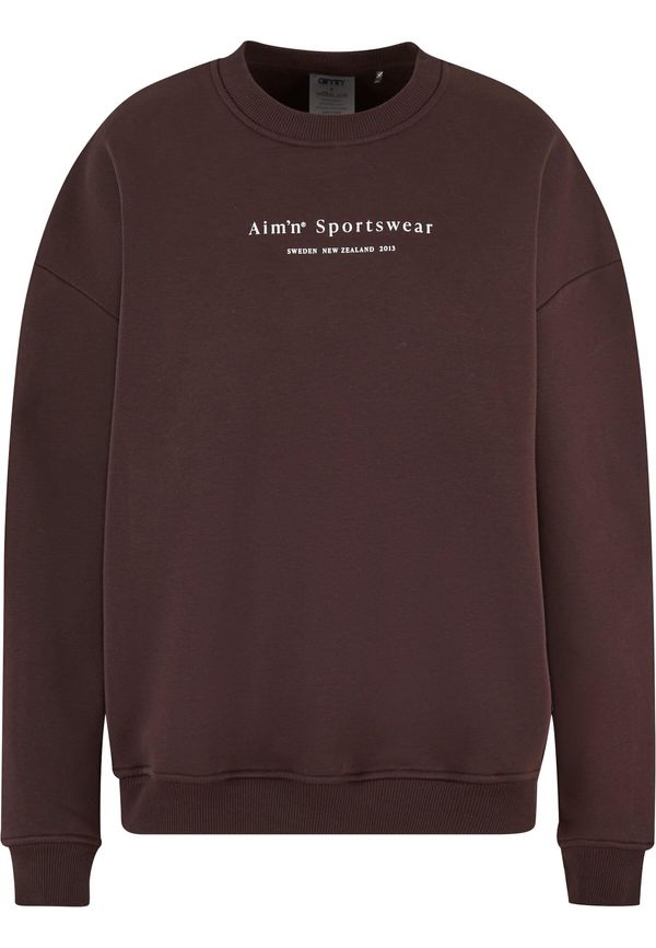 Aim'n Aim'n Sweater majica 'Serif'  tamno smeđa / bijela