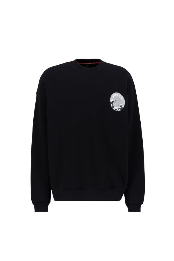 ALPHA INDUSTRIES ALPHA INDUSTRIES Sweater majica 'Japan Wave Warrior'  siva / crna / bijela