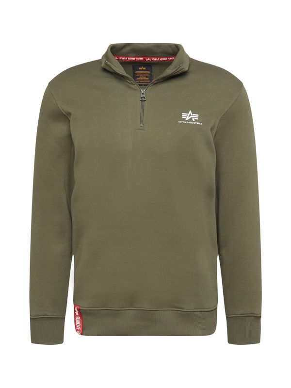 ALPHA INDUSTRIES ALPHA INDUSTRIES Sweater majica  maslinasta / crvena / bijela