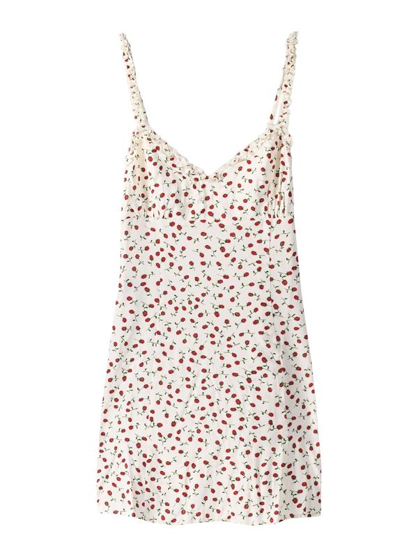 Bershka Bershka Haljina  tamno zelena / crvena / bijela