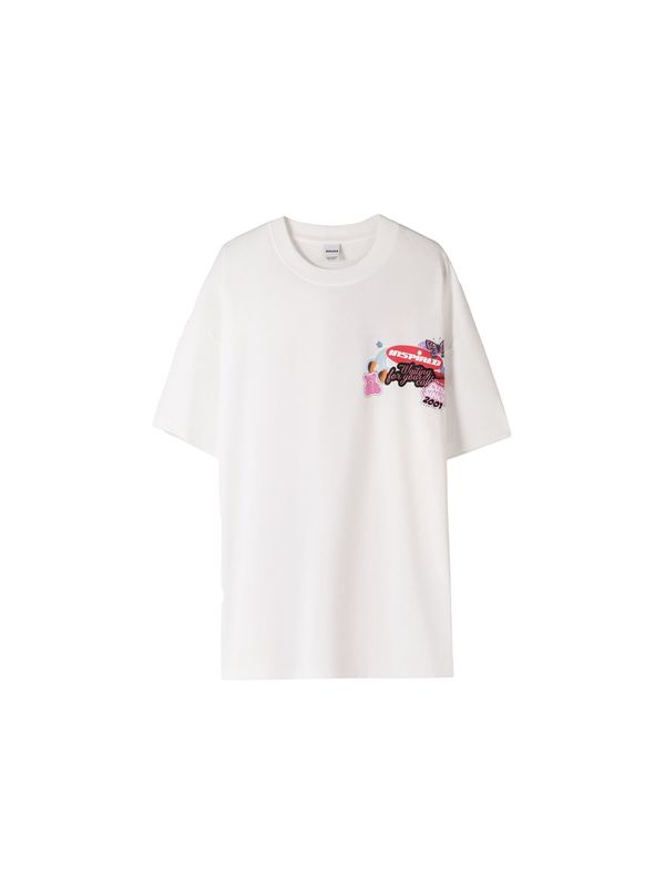 Bershka Bershka Majica  svijetloplava / roza / crvena / bijela