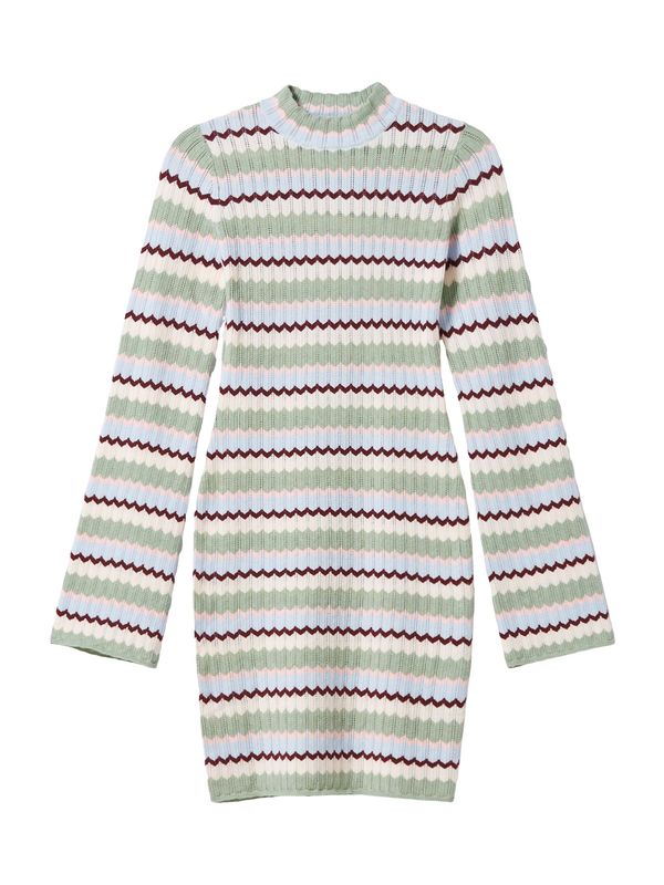 Bershka Bershka Pletena haljina  pastelno zelena / miks boja