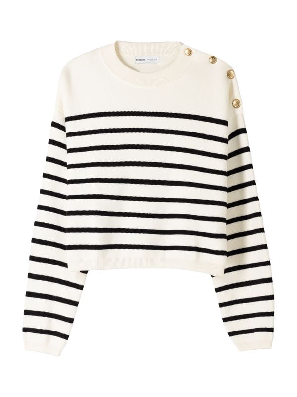Bershka Bershka Pulover  crna / prljavo bijela
