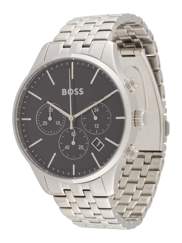 BOSS BOSS Analogni sat 'AVERY'  crna / srebro / bijela