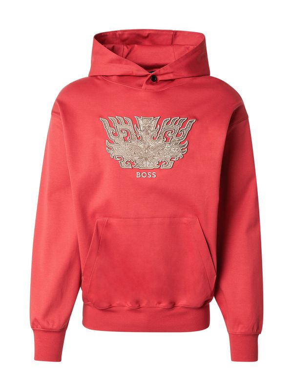BOSS BOSS Sweater majica 'C-Sullivan 10'  sivkasto bež / tamno bež / jarko crvena
