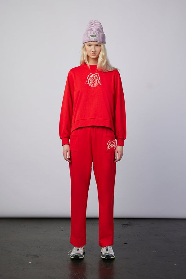 Damson Madder Damson Madder Sweater majica  crvena / bijela