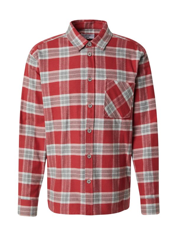 DAN FOX APPAREL DAN FOX APPAREL Košulja 'Lasse'  svijetlosiva / crvena