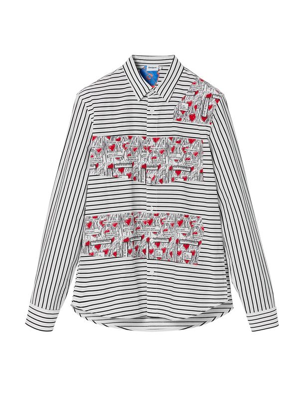 Desigual Desigual Košulja  siva / krvavo crvena / crna / bijela