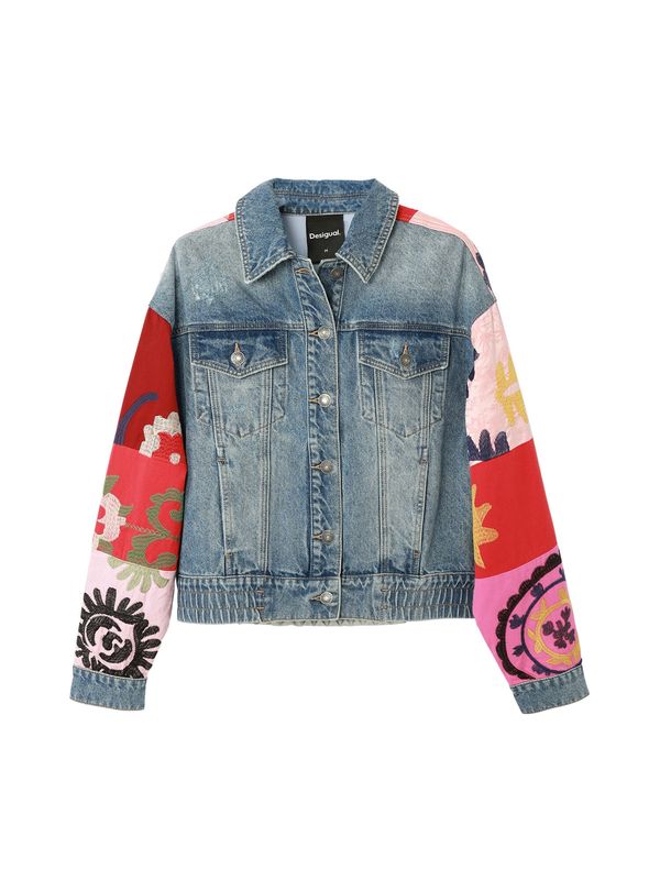 Desigual Desigual Prijelazna jakna  plavi traper / svijetloroza / crvena / crna