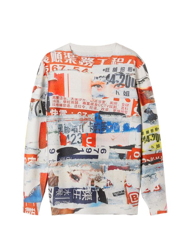 Desigual Desigual Sweater majica  plava / narančasta / bijela
