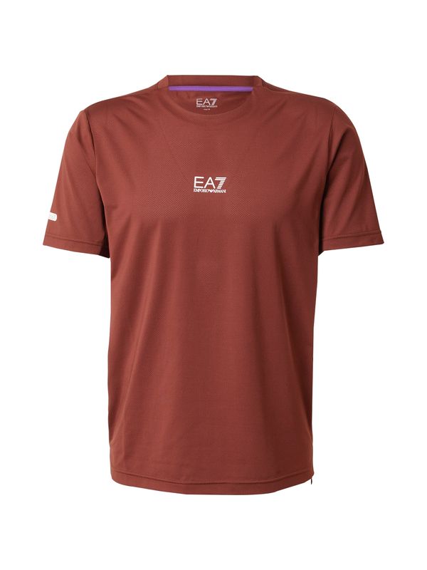 EA7 Emporio Armani EA7 Emporio Armani Tehnička sportska majica  hrđavo smeđa / bijela