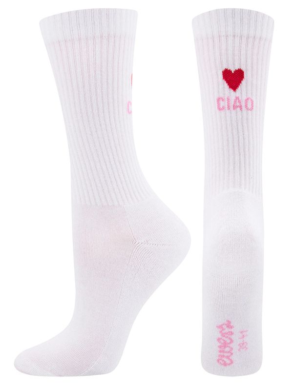 EWERS EWERS Čarape 'Ciao Amore'  fuksija / bijela