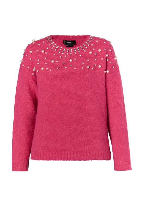 faina faina Pulover  roza / prozirna / biserno bijela