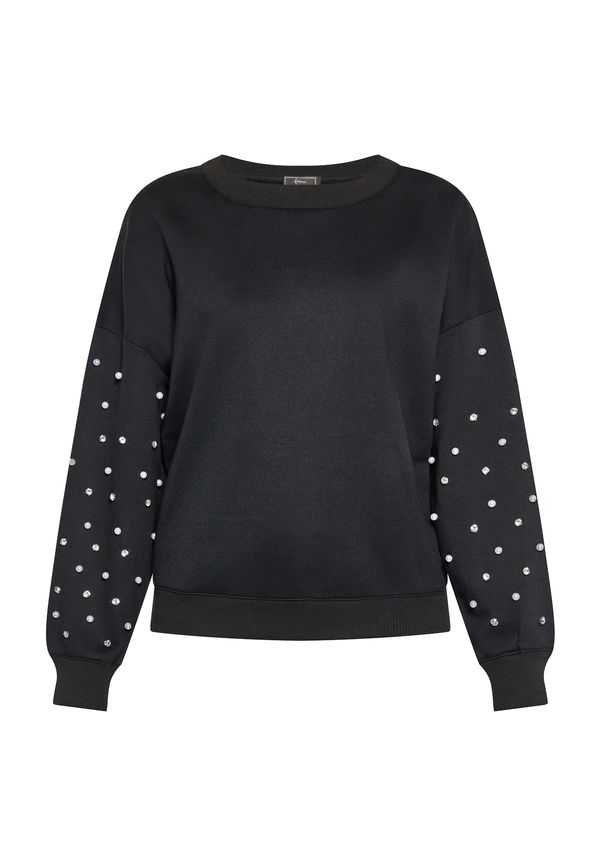 faina faina Sweater majica  crna / srebro / biserno bijela