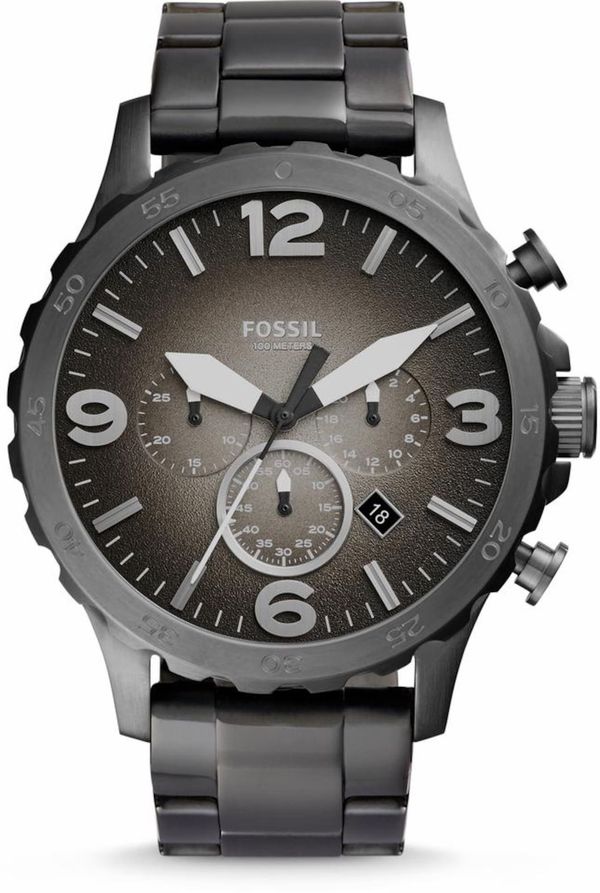 FOSSIL FOSSIL Analogni sat 'NATE'  grafit siva / srebro
