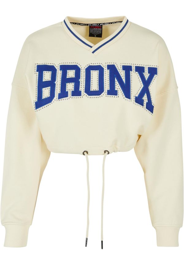 FUBU FUBU Sweater majica 'Crew Rhinestone'  ultra morsko plava / crna / bijela / prljavo bijela