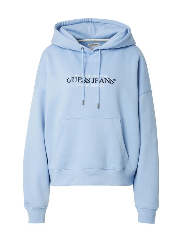 GUESS JEANS GUESS JEANS Sweater majica 'AMERICAN'  nebesko plava / crna / bijela