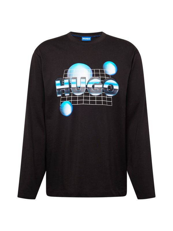 HUGO HUGO Majica 'Notribo'  tirkiz / tamo siva / crna / bijela