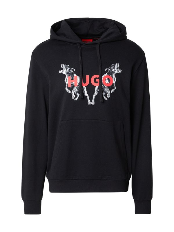 HUGO HUGO Sweater majica 'Dueleyo'  svijetlo crvena / crna / prljavo bijela