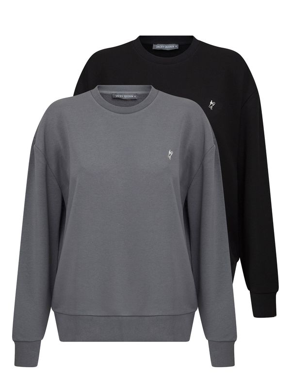 Jacey Quinn Jacey Quinn Sweater majica  siva / crna / bijela