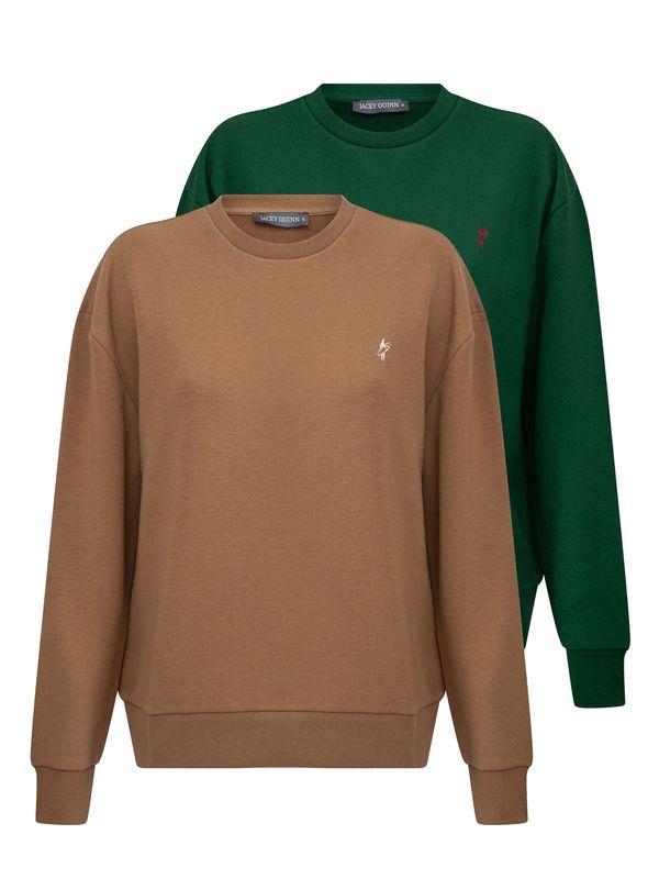 Jacey Quinn Jacey Quinn Sweater majica  smeđa / zelena / krvavo crvena / bijela