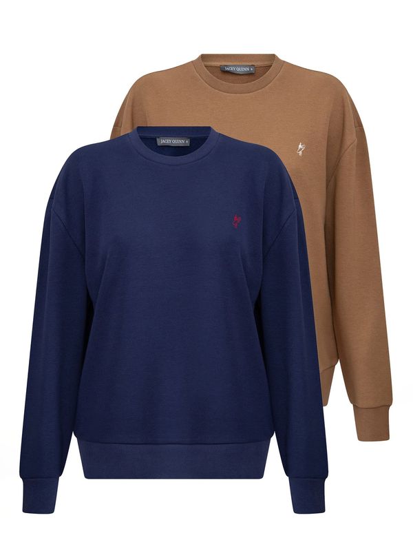 Jacey Quinn Jacey Quinn Sweater majica  tamno plava / svijetlosmeđa / crvena / bijela