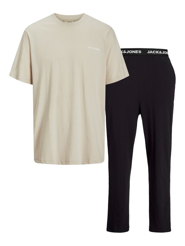 JACK & JONES JACK & JONES Duga pidžama 'JACEVEREST'  bež / crna / bijela