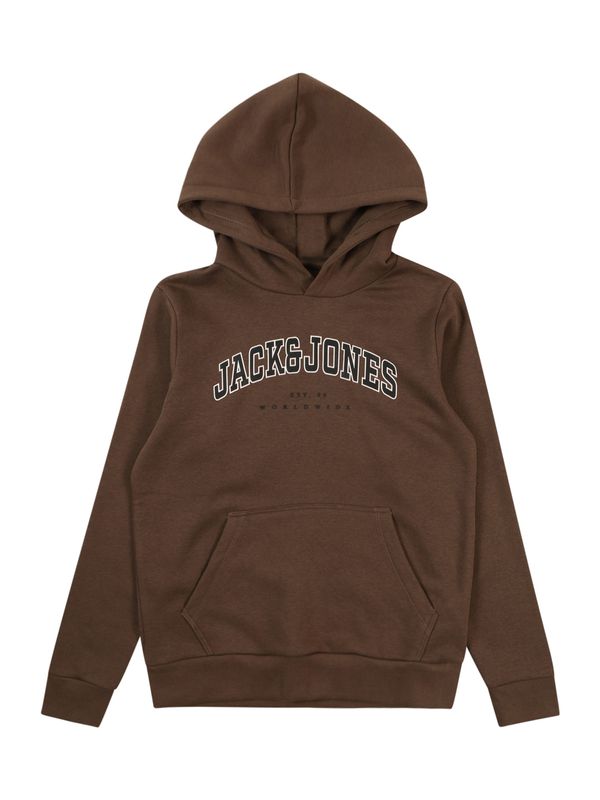 Jack & Jones Junior Jack & Jones Junior Sweater majica 'JJECALEB'  tamno smeđa / crna / prljavo bijela