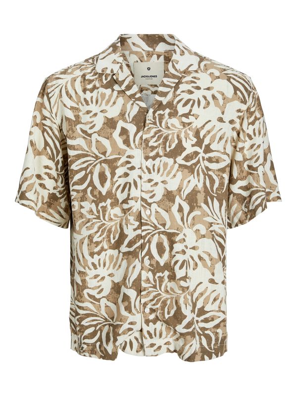 JACK & JONES JACK & JONES Košulja 'BLUREXTON'  toplo smeđa / ecru/prljavo bijela / tamno bež