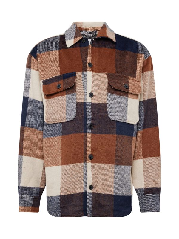 JACK & JONES JACK & JONES Košulja 'JJEBRADLEY OLLIE'  mornarsko plava / smeđa / bijela