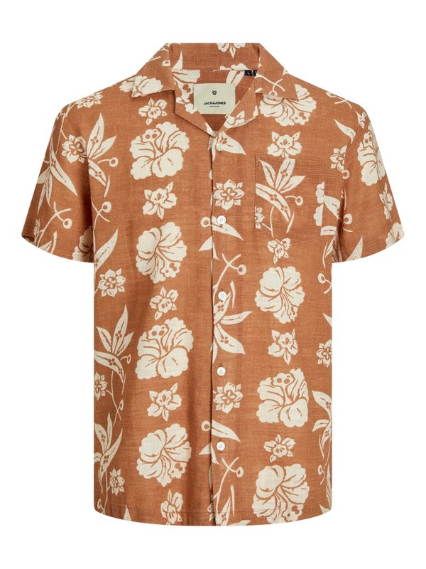 JACK & JONES JACK & JONES Košulja 'JJFlores'  svijetlosmeđa / bijela