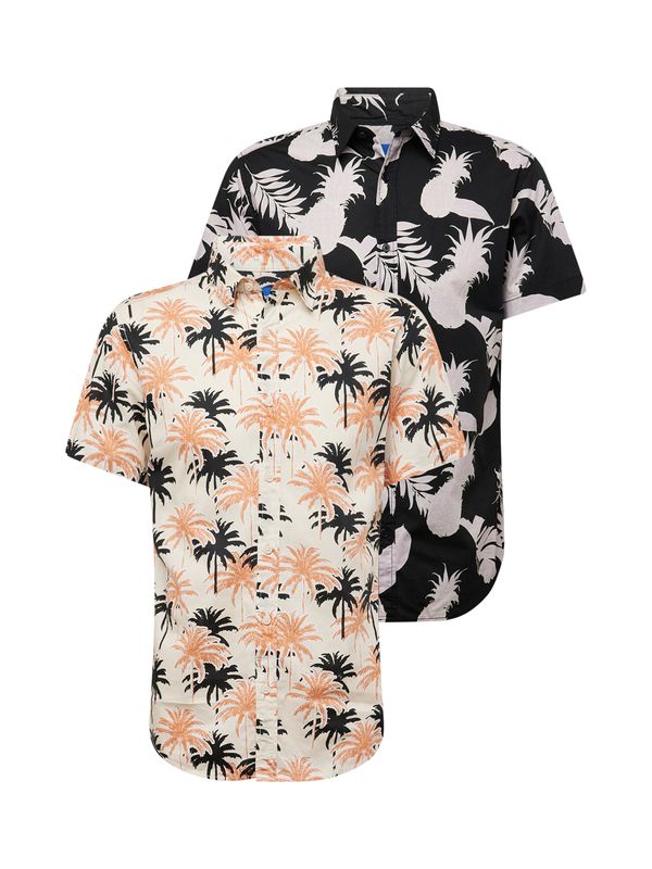 JACK & JONES JACK & JONES Košulja 'JORJOSHUA ARUBA'  siva / narančasta / crna / bijela
