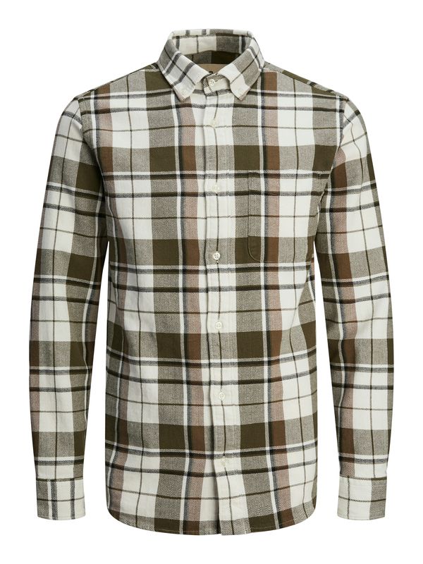 JACK & JONES JACK & JONES Košulja 'JPRBLUBrook'  smeđa / maslinasta / bijela