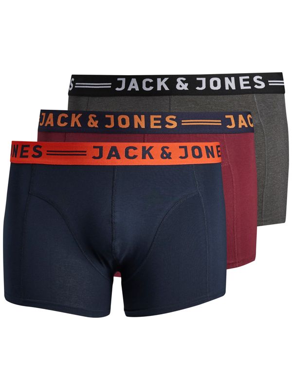 Jack & Jones Plus Jack & Jones Plus Bokserice  mornarsko plava / siva melange / tamno narančasta / burgund