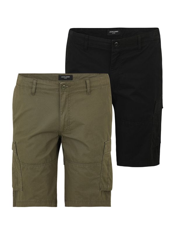 Jack & Jones Plus Jack & Jones Plus Cargo hlače 'COLE CAMPAIGN'  maslinasta / crna