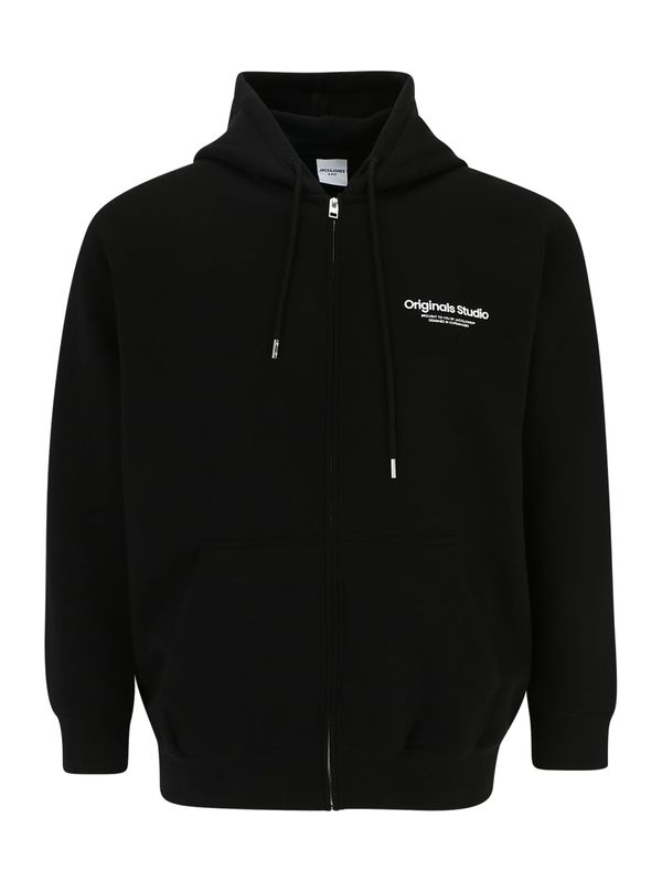 Jack & Jones Plus Jack & Jones Plus Gornji dio trenirke 'JORVESTERBRO'  crna / bijela