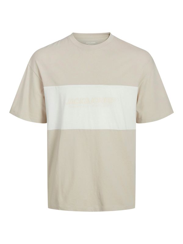 Jack & Jones Plus Jack & Jones Plus Majica 'JJELEGACY'  sivkasto bež / bijela