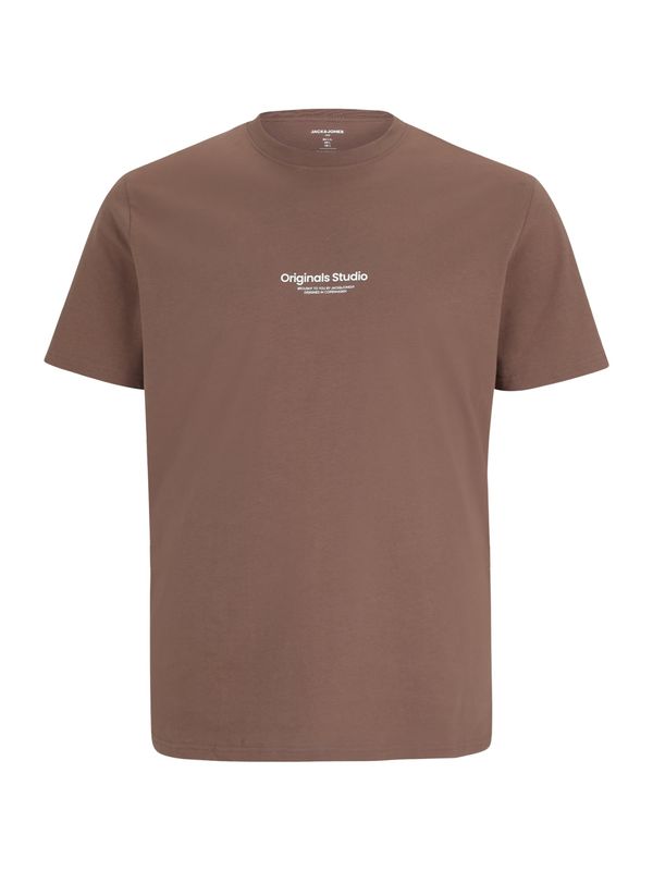 Jack & Jones Plus Jack & Jones Plus Majica 'JORVESTERBRO'  smeđa / bijela