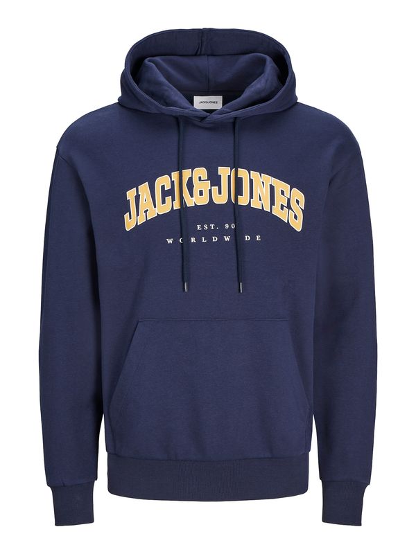 Jack & Jones Plus Jack & Jones Plus Sweater majica 'JJECaleb'  mornarsko plava / svijetlonarančasta / bijela