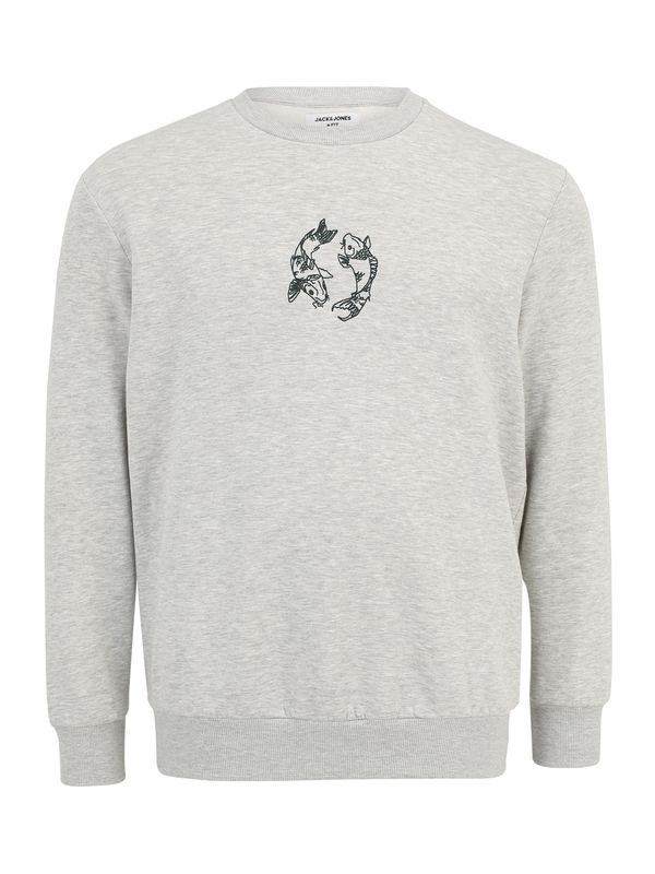 Jack & Jones Plus Jack & Jones Plus Sweater majica 'JORKOI'  siva melange / crna