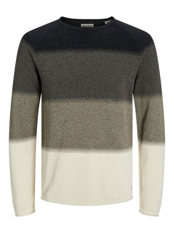 JACK & JONES JACK & JONES Pulover 'JJEHill'  smeđa melange / antracit siva / crna / vuneno bijela