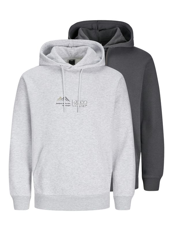 JACK & JONES JACK & JONES Sweater majica 'JCOLIMA'  svijetlosiva / tamo siva / bijela
