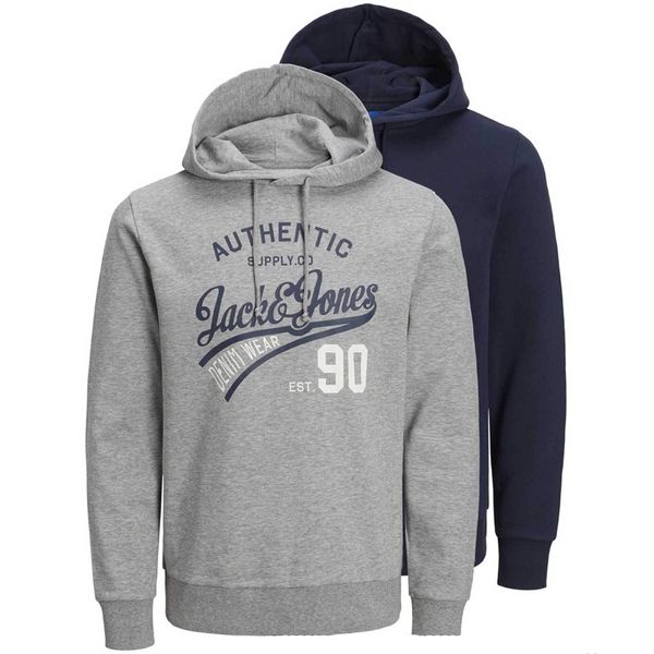 JACK & JONES JACK & JONES Sweater majica 'JJEthan'  mornarsko plava / siva melange / crvena / bijela