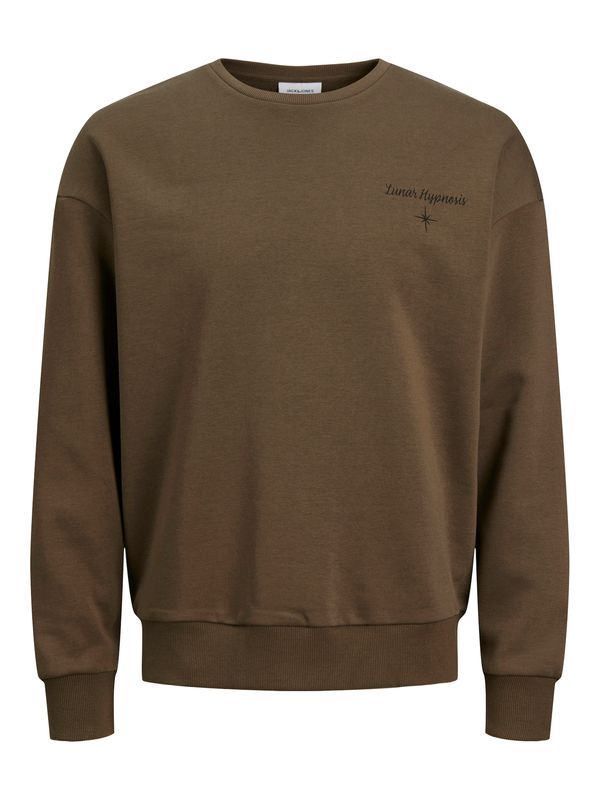 JACK & JONES JACK & JONES Sweater majica 'JJMYSTIC'  smeđa / tamno smeđa